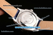 Breitling Galactic 36 Miyota Quartz Steel Case with Blue Leather Bracelet White Dial and Diamond Bezel