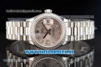 Rolex Datejust Swiss ETA 2671 Automatic Steel Case with Silver Dial Diamonds Markers Diamonds Bezel and Steel Bracelet (BP)