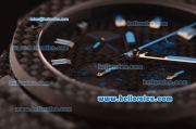 Hublot Big Bang Swiss Valjoux 7750 Automatic Carbon Fiber Case with Black Dial and Blue Markers