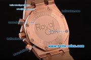 Audemars Piguet Royal Oak Chronograph Miyota OS20 Quartz Rose Gold Case with Black Leather Strap Black Dial and Three Subdials