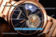 Cartier Rotonde De Miyota Quartz Rose Gold Case/Bracelet with Blue Dial