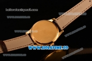 Patek Philippe Calatrava Miyota 9015 Automatic Yellow Gold Case with White Dial and Brown Leather Strap - Stick Markers