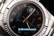 Rolex Datejust II Oyster Perpetual Automatic Movement Black Dial with Silver Rome Numeral Marker and SS Strap