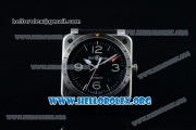 Bell&Ross BR 03-93 GMT Swiss ETA 2836 Automatic Steel Case with Black Dial Black Leather Strap