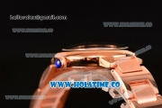 Cartier Rotonde De Miyota Quartz Rose Gold Case/Bracelet with Blue Dial and White Roman Numeral Markers