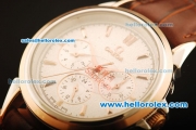Omega De Ville Automatic Steel Case with Rose Gold Bezel and White Dial - Rose Gold Markers