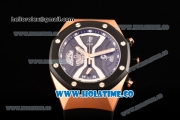 Audemars Piguet Royal Oak Offshore Chrono Miyota Quartz Rose Gold Case with Black Dial and Rubber Strap - PVD Bezel