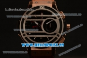 Hublot Big Bang Chukker Bang Limited Edition Chrono Swiss Valjoux 7750 Automatic Rose Gold Case with Black Dial and Brown Leather Strap - (YF)