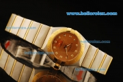 Omega Constellation Swiss ETA Quartz Movement Steel Case with Gold Case and Gold Dial - Lady Model