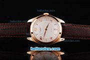 Patek Philippe Classic Swiss ETA 2836 Automatic Movement Rose Gold Case with White Dial and Rose Gold Markers-Brown Leather Strap