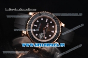 Rolex Yacht Master 40 Swiss ETA 2836 Automatic Rose Gold Case with Black Rubber Strap and Black Dial Dot Markers (BP)