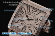 Franck Muller Master Square Swiss Quartz Steel Case with Diamond Bezel and Black Leather Strap