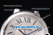 Cartier Ballon Bleu de Cartier Large Swiss ETA 2824 Automatic Steel Case with White Dial Black Leather Strap and Roman Numeral Markers