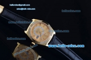 Rolex Sky-Dweller Asia 2813 Automatic Gold Case Numeral Markers with Black Leather Strap and Yellow Dial