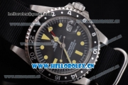 Rolex GMT-Master Asia 2813 Automatic Steel Case with Black Dial Black Nylon Strap and Yellow Markers