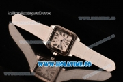 Cartier Santos 100 Large Asia Automatic Steel Case with White Leather Strap Black Roman Numeral Markers and White Dial