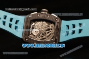 Richard Mille RM11-03 Swiss Valjoux 7750 Automatic Carbon Fiber Case Skeleton Dial With Arabic Numeral Markers Blue Rubber Strap 1:1 Original(KV)