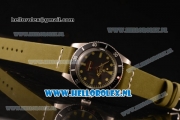 Rolex Submariner Vintage Asia 2813 Automatic Steel Case with Black Dial Dot Markers and Green Nylon Strap