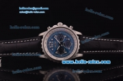 Breitling Chronospace Chronograph Swiss Valjoux 7750 Automatic Steel Case with Blue Dial and Black Leather Strap