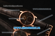 Vacheron Constantin Traditionnelle Tourbillon Manual Winding Rose Gold Case with Black Dial and Black Leather Strap