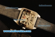 Cartier Santos 100 Automatic ETA Coating Case with White Dial and Black Leather Strap