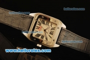 Cartier Santos 100 Automatic ETA Coating Case with White Dial and Black Leather Strap