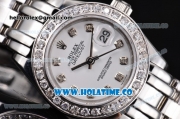 Rolex Datejust Pearlmaster Swiss ETA 2671 Automatic Full Steel with Diamond Bezel and White Dial