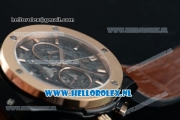 Hublot Classic Fusion Chronograph Swiss Valjoux 7750 Automatic Rose Gold Case with Black Dial Stick Markers and Brown Genuine Leather Strap