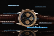 Breitling Navitimer Swiss Valjoux 7750 Automatic Steel Case with Blue Dial and Brown Leather Strap