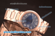 Cartier Ballon Bleu De Cartier Swiss ETA Quartz Full Rose Gold with Blue Dial and Roman Markers