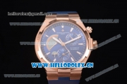 Vacheron Constantin Overseas Dual Time Asia ST30 Automatic Rose Gold Case with Blue Dial Stick Markers and Blue Rubber Strap