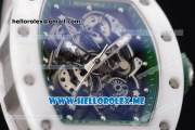 Richard Mille RM 055 Miyota 9015 Automatic Ceramic Case with Skeleton Dial White Rubber Strap and Dot Markers