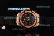 Hublot King Power Limited Edition Swiss Valjoux 7750 Automatic Movement Black Dial with Rose Gold Hands/Stick Markers and Black Rubber Strap