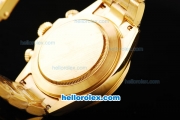 Rolex Daytona Swiss Valjoux 7750 Chronograph Movement Full Gold with Black Subdials and White Stick Marker