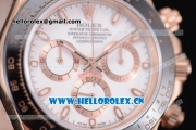 Rolex Daytona Clone Rolex 4130 Automatic Rose Gold Case with White Dial Black Leather Strap and Stick Markers (EF)
