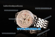 Breitling Navitimer GMT Chrono Swiss Valjoux 7750 Automatic Full Steel with White Dial and Stick Markers