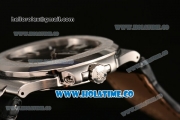 Patek Philippe Nautilus Miyota 9015 Automatic Steel Case with White Stick Markers and Black Leather Strap (BP)