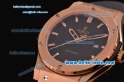 Hublot Classic Fusion Swiss ETA 2834 Automatic Rose Gold Case with Black Dial Stick Markers and Black Rubber Strap