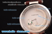 Cartier Le Cirque Animalier de Cartier Miyota OS2035 Quarz Steel Case with White Dial and Brown Leather Strap