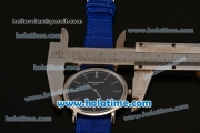 Patek Philippe Calatrava Miyota OS2035 Quartz Steel Case with Blue Dial and Stick Markers