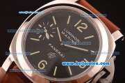 Panerai Luminor Marina Pam 318 Swiss ETA 6497 Manual Winding Steel Case with Black Dial and Brown Leather Strap