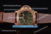 Panerai Luminor Submersible 1950 3 Days Clone P.9000 Automatic Rose Gold Case with Green Dial Brown Leather Strap and Dot Markers (KW)