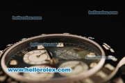 Rolex Daytona Chronograph Swiss Valjoux 7750 Automatic Movement PVD Case with Diamond Markers and PVD Strap