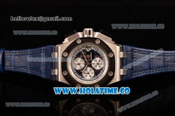 Audemars Piguet Rubens Barrichello Chrono Miyota Quartz Steel Case with PVD Bezel Stick Markers and Blue Skeleton Dial (EF)