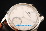 IWC Portuguese Asia 6497 Manual Winding Movement Steel Case with White Dial and Black Leather Strap