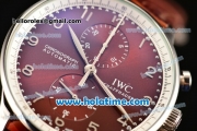 IWC Portuguese Chrono Miyota OS20 Quartz Steel Case with Brown Leather Strap and Brown Dial