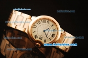 Cartier Ballon Bleu De Swiss ETA Quartz Full Rose Gold with Beige Dial and Roman Markers