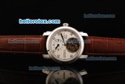 Vacheron Constantin Tourbillon Chronometer Swiss Manual Winding Movement Steel Case with White Dial and Brown Leather Strap
