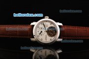 Vacheron Constantin Tourbillon Chronometer Swiss Manual Winding Movement Steel Case with White Dial and Brown Leather Strap Vacheron Constantin Tourbillon Chronometer Swiss Manual Winding Movement Steel Case with White Dial and Brown Leather Strap