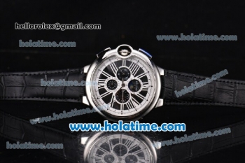 Cartier Ballon Bleu De 45MM Miyota Quartz Steel Case with Black Dial and Black Leather Strap